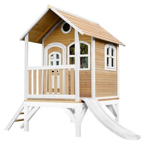 AXI Cabane enfant TOM Brun Blanc avec toboggan Blanc