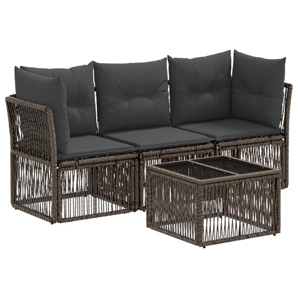 vidaXL Ensemble de canapé de jardin 4 Pièces Gris polyrotin