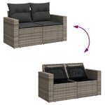 vidaXL Salon de jardin 9 Pièces avec coussins gris résine tressée