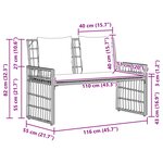 vidaXL Banc extérieur Uni Noir et Gris foncé 116 x 55 x 82 cm