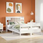 vidaXL Lit bibliothèque sans matelas blanc 135x190 cm bois pin massif