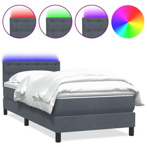 vidaXL Sommier à lattes de lit et matelas et LED gris foncé 80x210 cm velours
