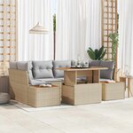 vidaXL Ensemble de canapé de jardin 7 Pièces Beige Poly rotin