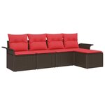 vidaXL Ensemble de canapé de jardin 5 Pièces Marron Poly rotin