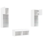 vidaXL Meuble TV muraux 4 Pièces avec lumières LED blanc