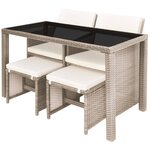 vidaXL Salon de jardin encastrable avec coussins 5 Pièces Rotin Beige