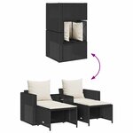 vidaXL Salon de jardin 5 Pièces avec coussins empilable noir polyrotin