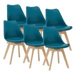Lot de 6 chaises de salle à manger similicuir hêtre turquoise 03_0006784