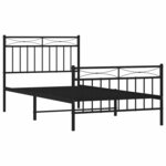 vidaXL Cadre de lit métal sans matelas avec pied de lit noir 100x190cm