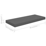 vidaXL Étagère murale flottante Gris brillant 60x23 5x3 8 cm MDF