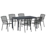 vidaXL Ensemble de Salle à Manger de Jardin de 7 Pièces en Acier Charcoal
