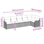 Ensemble de 6 pièces de Canapé de Jardin avec Coussins Gris Clair Rattan Poly