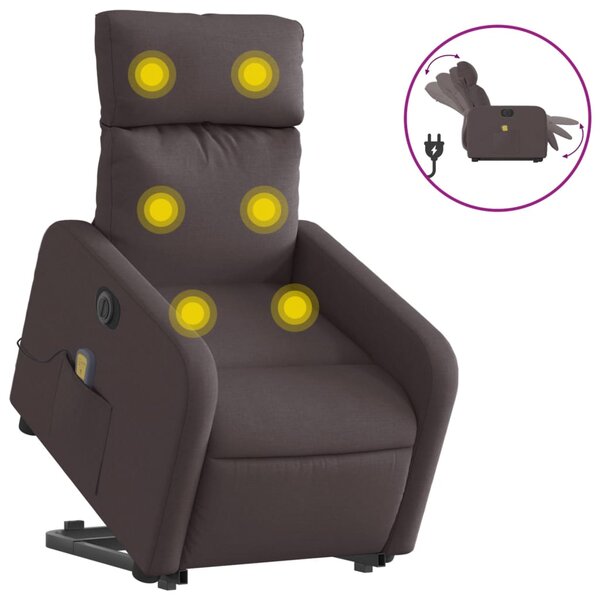 vidaXL Fauteuil inclinable de massage électrique Marron foncé Tissu