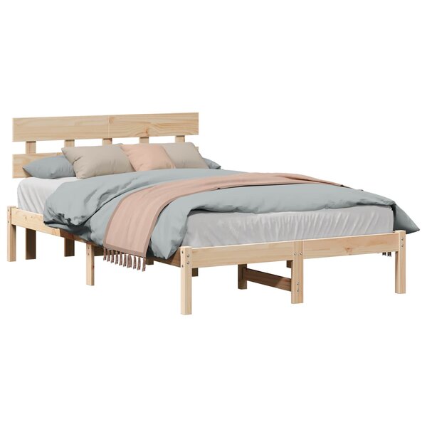 vidaXL Cadre de lit Marron 120 x 190 cm Bois de pin massif