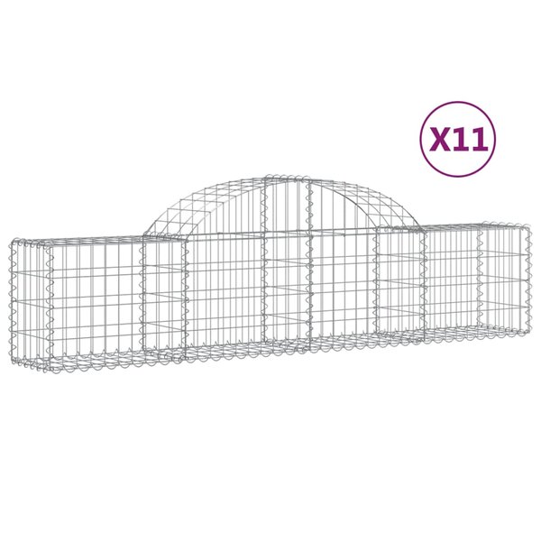 vidaXL Paniers à gabions arqués 11 Pièces 200x30x40/60 cm Fer galvanisé