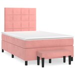 vidaXL Sommier à lattes de lit avec matelas rose 120x190 cm velours