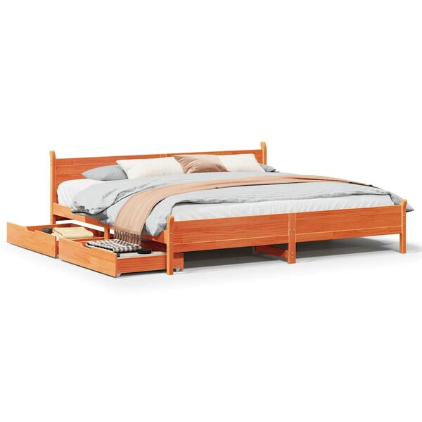 vidaXL Cadre de lit sans matelas cire marron 200x200cm bois pin massif