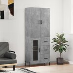 vidaXL Buffet haut Gris béton 69 5x34x180 cm Bois d'ingénierie