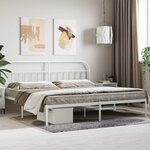 vidaXL Cadre de lit métal sans matelas et tête de lit blanc 200x200 cm