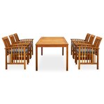 vidaXL Ensemble à manger de jardin 7 Pièces avec coussins Acacia solide