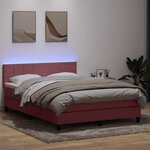 vidaXL Sommier à lattes de lit avec matelas et LED rose 140x220 cm velours