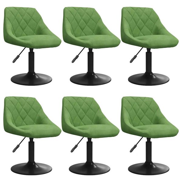 vidaXL Chaises pivotantes à manger lot de 6 vert clair velours