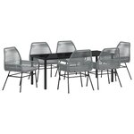 vidaXL Set de salle à manger de jardin 7 pièces avec coussins en poly rattan gris