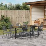 vidaXL Ensemble de salle à manger pour jardin 9 Pièces Gris foncé Acier