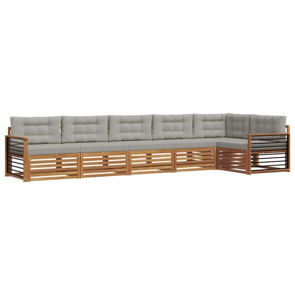 vidaXL Ensemble de canapés d'extérieur 6 pc Gris Naturel et Clair