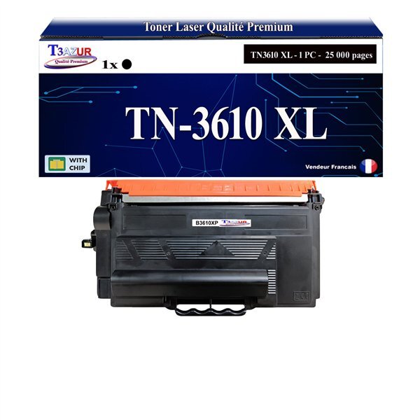 T3AZUR- Toner compatible avec brother TN3610  TN3610XL Noir (25 000 pages)