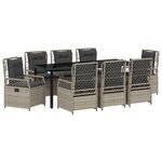 vidaXL Ensemble de Salle à Manger de Jardin 9 Pièces Gris Clair en Rattan Poly