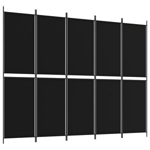 vidaXL Cloison de séparation 5 panneaux Noir 250x200 cm Tissu