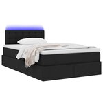 vidaXL Lit de rangement LED avec matelas Noir 120 x 200 cm Tissu