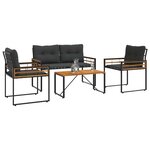 vidaXL Ensemble de meubles d'extérieur avec coussin 4 Pièces Gris foncé