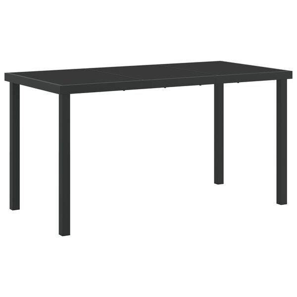 vidaXL Table de jardin noire 140x80x73 cm en verre trempé