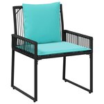 vidaXL Ensemble de meubles d'extérieur 9 Pièces Noir et turquoise