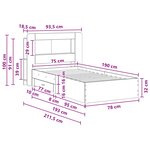 vidaXL Cadre de lit avec rangement Chêne Sonoma 75 x 190 cm