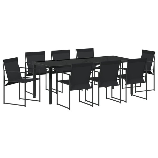 vidaXL Set repas jardin 9 pièces noir Textilène et acier