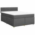 vidaXL Sommier à lattes de lit avec matelas Gris foncé 160x200cm Tissu
