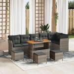 vidaXL Ensemble de canapé de jardin 10 Pièces Gris polyrotin