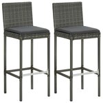 vidaXL Ensemble de bar de jardin 3 Pièces et coussins Résine tressée Gris