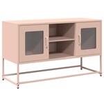 vidaXL Meuble TV rose 100 5x39x60 5 cm acier