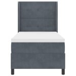 Lit à ressorts vidaXL avec matelas gris foncé 80x200 cm en velours