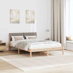 vidaXL Cadre de lit Marron et taupe 150 x 200 cm Bois massif en pin