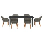 vidaXL Ensemble de Salle à Manger de Jardin 7 Pièces Gris Poly Rattan