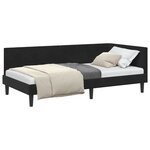 vidaXL Cadre de lit d'angle avec tête de lit Noir 90 cm x 190 cm tissu