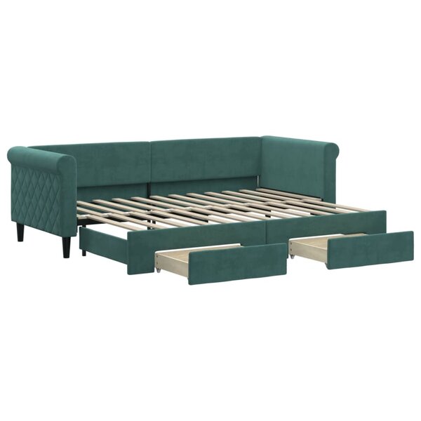 vidaXL Lit de jour avec gigogne et tiroirs sans matelas 80x200 cm