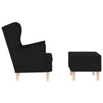 vidaXL Fauteuil avec repose-pied Noir Tissu