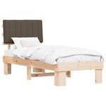 vidaXL Cadre de lit avec tête de lit rembourrée Taupe 75 x 190 cm