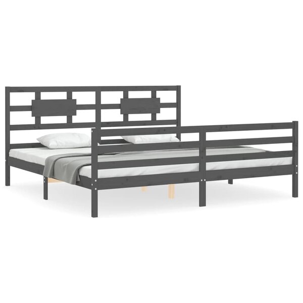vidaXL Cadre de lit sans matelas gris 200x200 cm bois massif